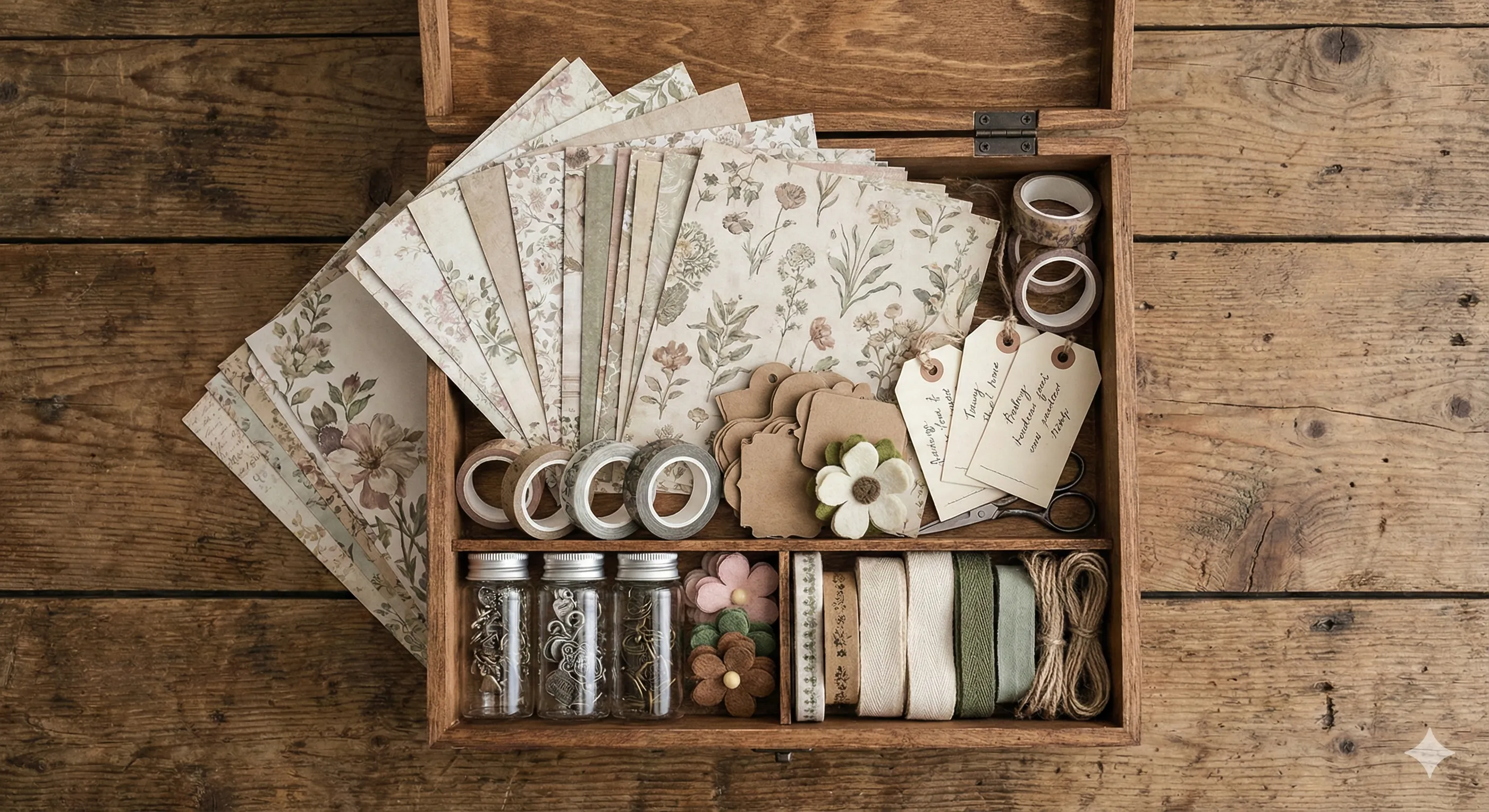 Premium Scrapbook Kit with patterned papers and embellishments