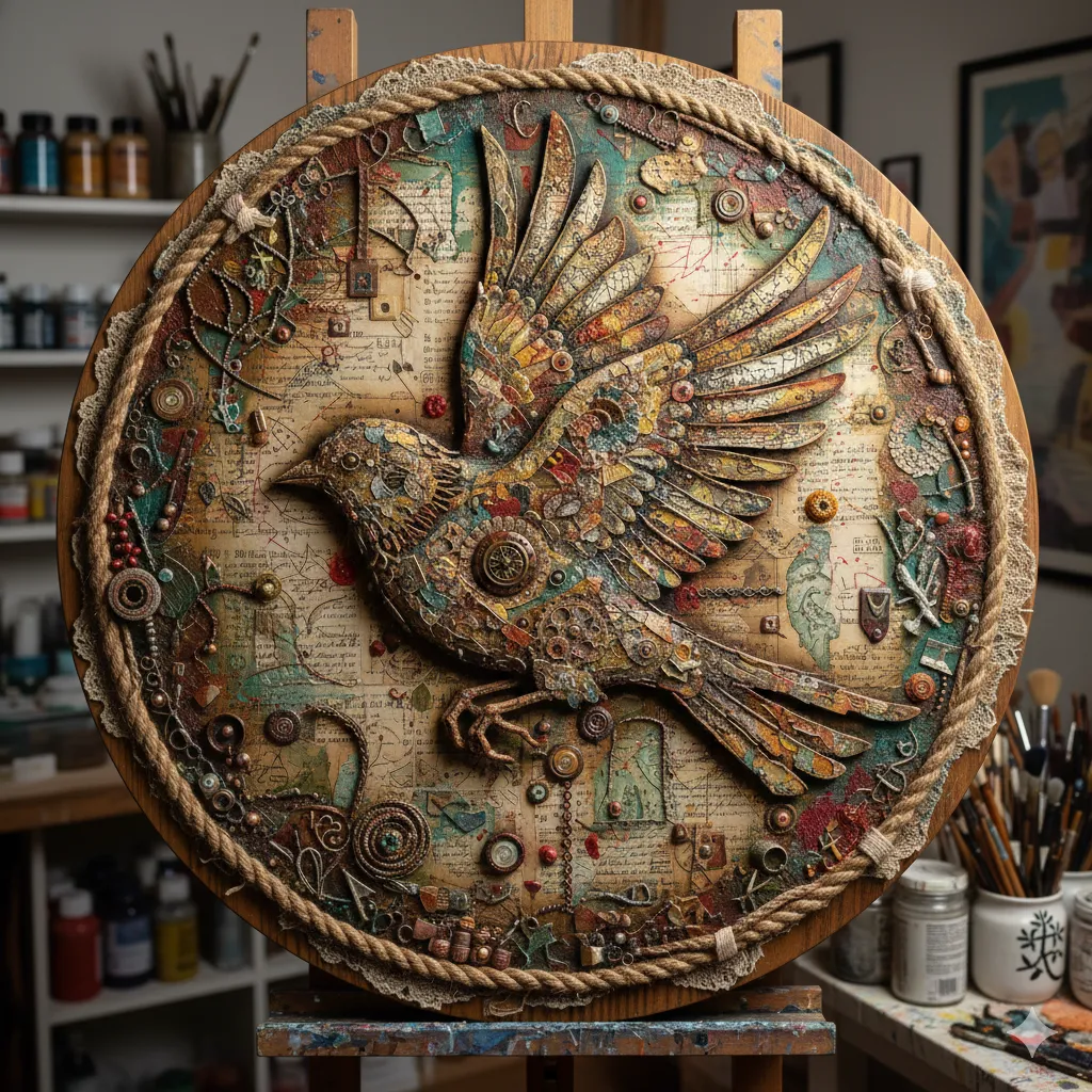 Mixed media crafting techniques combining various materials